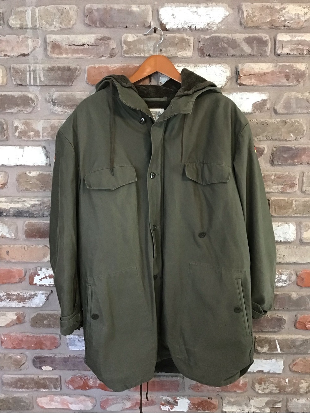 VINTAGE 1988 Men's Olive Green Hooded GERMEN Military Parka Jacket - Picture 2 of 6